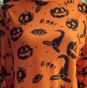 New,tunic length Halloween pumpkin& witch hat long sleeve sweatshirt size medium
